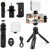 Kalofaye Vlogging Kit for iPhone, YouTube Starter Kit for Content Creators | with Tripod, Soft Light, Content Creator Equipment with Wireless Lavalier Microphone for Vlogging, YouTube, TikTok
