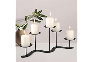 AJART Fireplace Candle Holder for Home Decor: 17 inch Candle Stand for Indoor Dining Living Room - Black Metal Pillar Candelabra for Outdoor Wedding Party - Advent Halloween Christmas