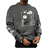 SOLY HUX Sweatshirts for Men Floral Letter Graphic Crew Neck Long Sleeve Pullover Fall Tops