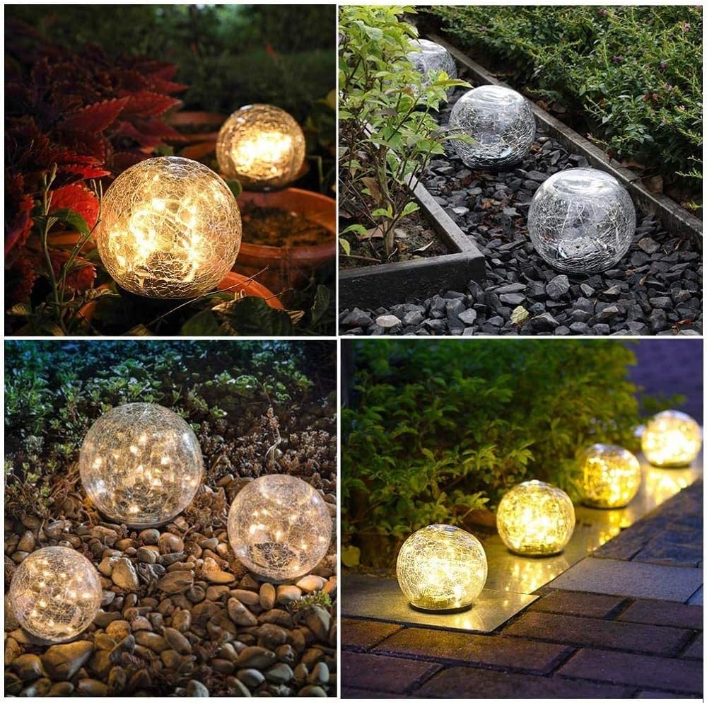 Solar Crackle Glass Ball Ground Lights,Solar Power Pathway Lights - Image 5