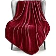 Exclusivo Mezcla Extra Large Fleece Throw Blanket for Couch, Sofa, 300GSM Super Soft and Warm Blankets, Deep Red Throw All Season Use, Cozy, Plush, Lightweight, 50x70 Inches