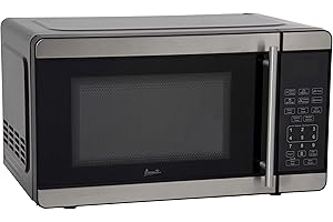 Avanti MT7V3S Microwave Oven 700-Watts Compact with 6 Pre Cooking Settings, Speed Defrost, Electronic Control Panel and Glass Turntable, Metallic