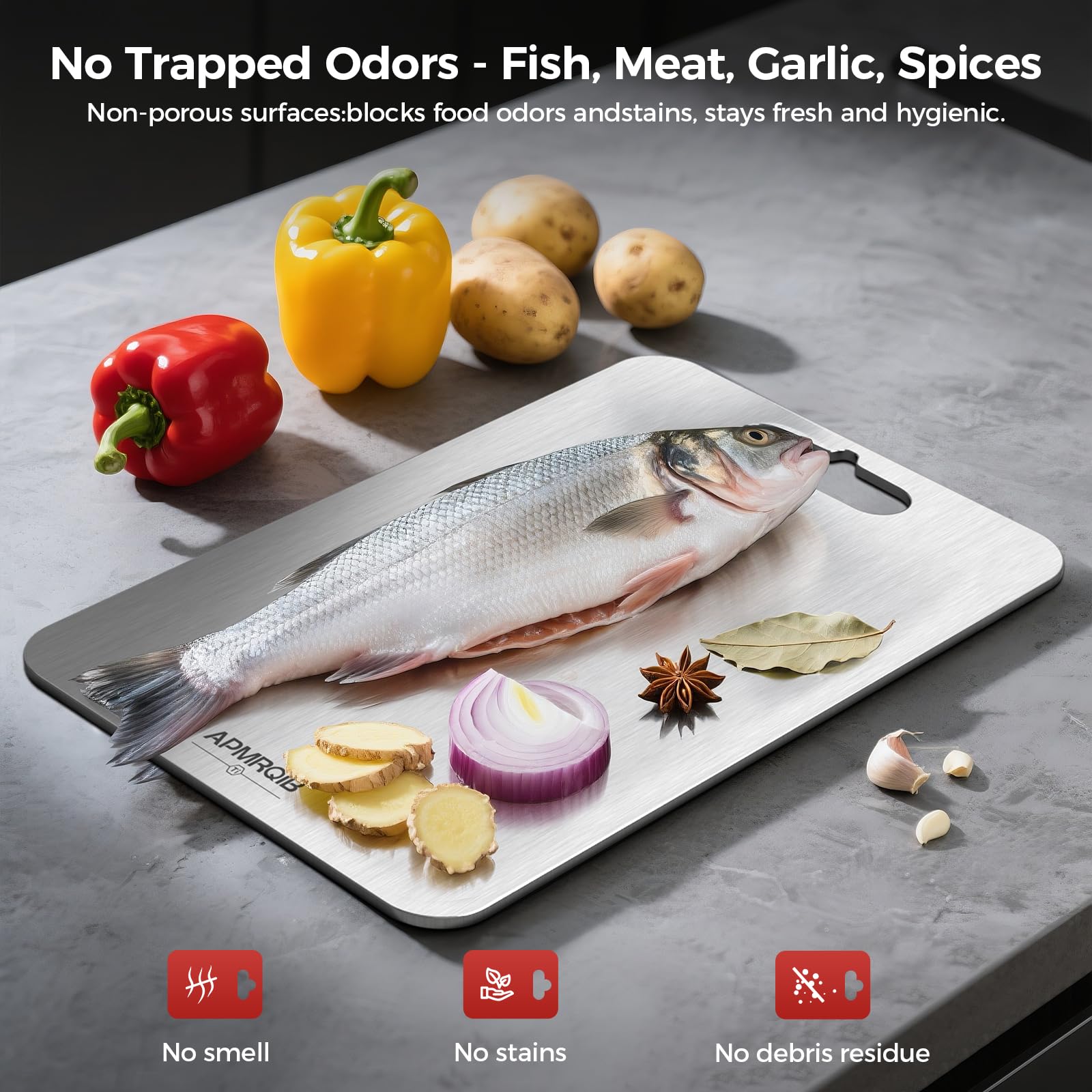 Titanium Cutting Board Set of 3,100% Pure Titanium Cutting Boards for Kitchen, Double Sided Non Toxic Cutting Board, Ideal Charcuterie & Chopping for Meat, Hygiene Durable Dishwasher（S+M+L)