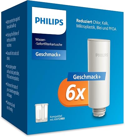 Philips Instant Pitcher Replacement Filter 6 Pack – Reduces Chlorine Lead