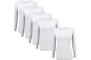 Natural Uniforms Women's Under Scrub Tee Crew Neck Long Sleeve T-Shirt-5-Pack