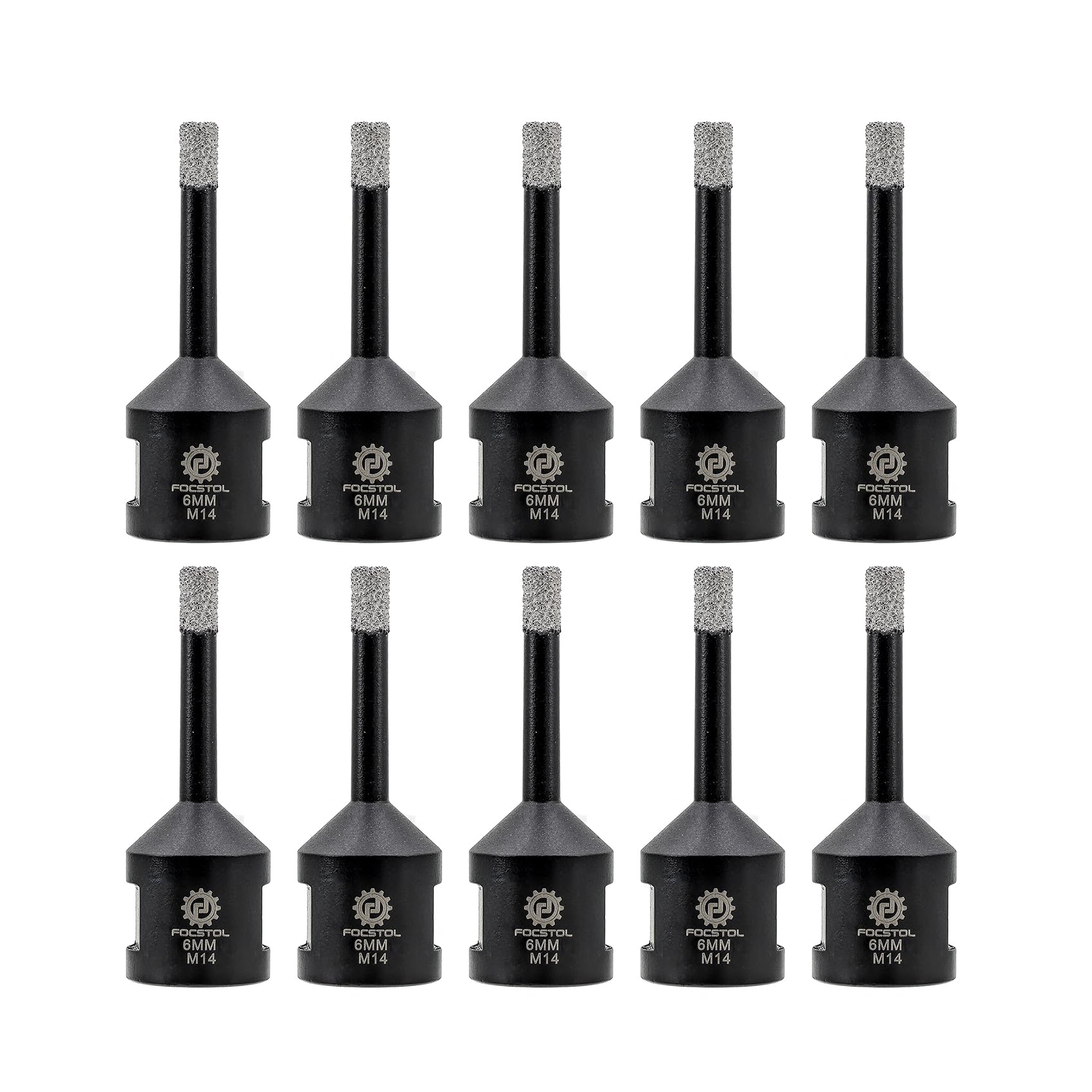 FOCSTOL Diamond Core Drill Bit - 10pcs 6mm Diamond Hole Saw for Porcelain Ceramic Tile Marble Granite Quartz M14 Thread