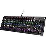 Hhusali Mechanical Keyboard with Blue Switches, LED Backlit 104-Key Gaming Keyboard