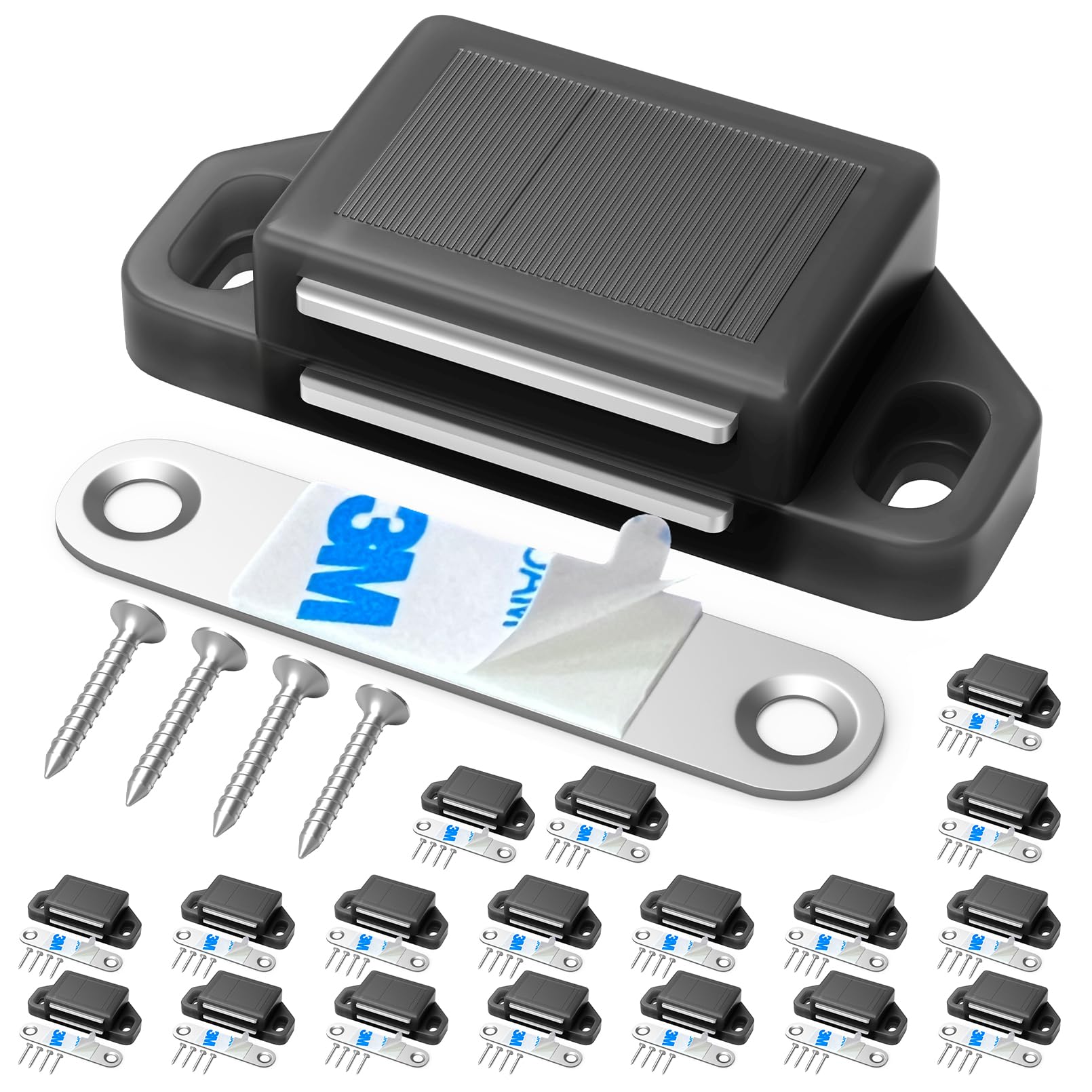 Tonitrui Cabinet Magnetic Catch Magnetic Cabinet Door Catch Magnetic Cabinet Latch for Kitchen Drawer Magnets to Stay Closed Magnetic Catch Closet for Drawer（Black 18 Pack）