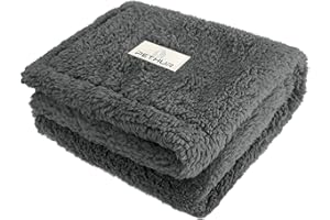 PETHUR Waterproof Dog Blankets for Small Dogs, Small Cat Blanket Washable for Couch Protection, Soft Sherpa Fleece Puppy Blanket, Dark Gray, S