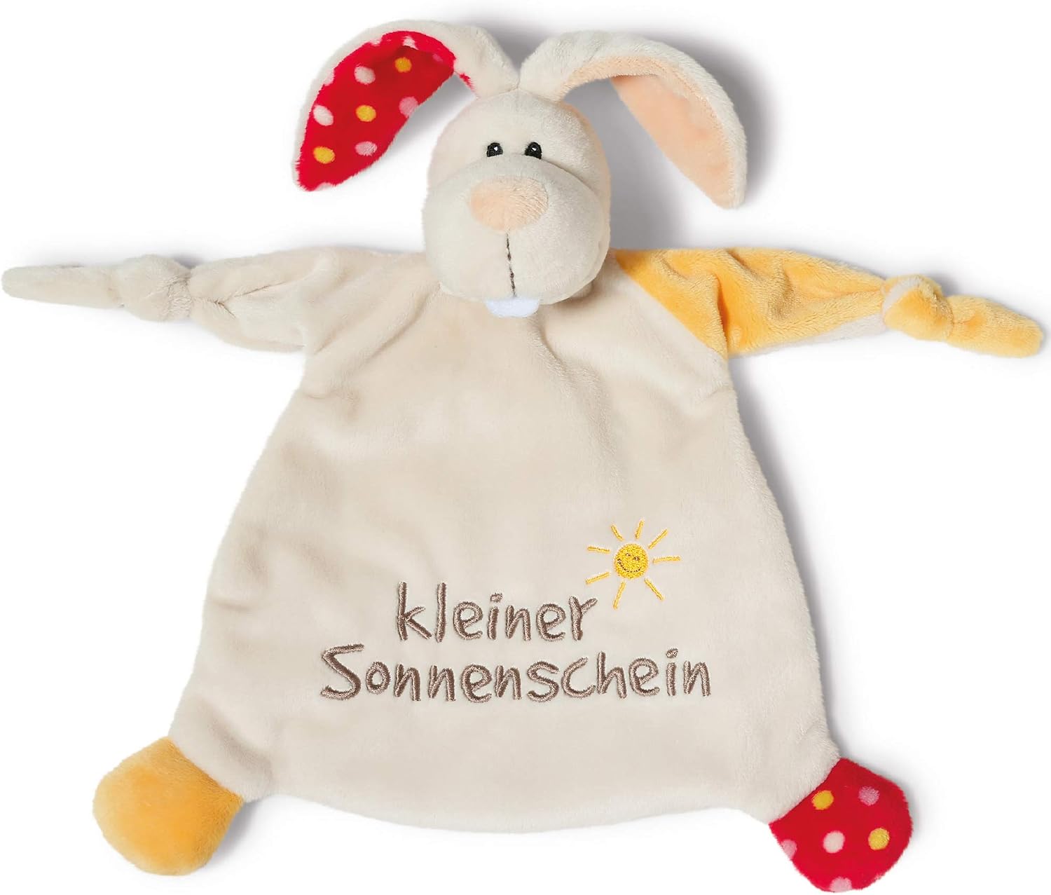 NICI 40043 Cuddly Blanket Rabbit 'Little Sunshine' 25 x 25 cm - Cuddle Blanket from 0+ Months - Cuddly Toy for Babies & Toddlers