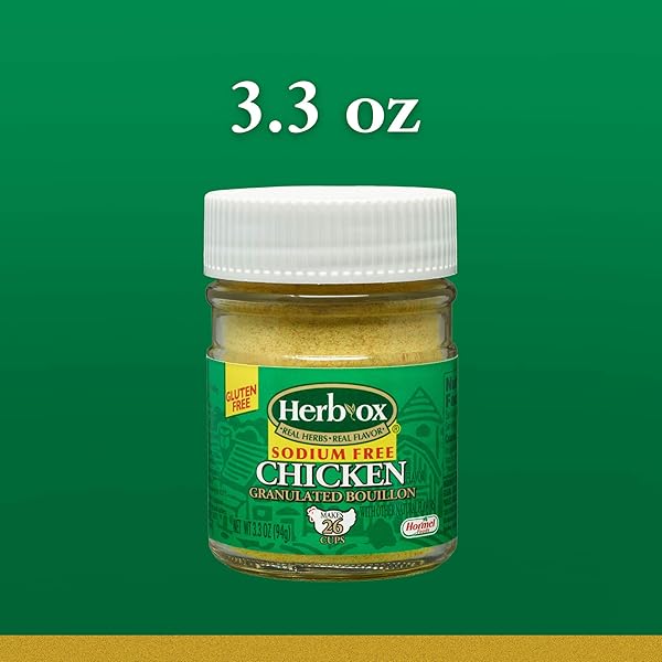 HERB-OX CHICKEN GRANULATED BOUILLON, SODIUM FREE, 3.3 OUNCE