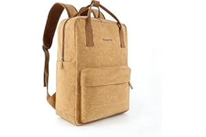 FLYINGFOX Natural and Eco-Friendly Cork Travel Bag, 17 inch Laptop Backpack, Men's and Women's Casual Backpack, Business Gift