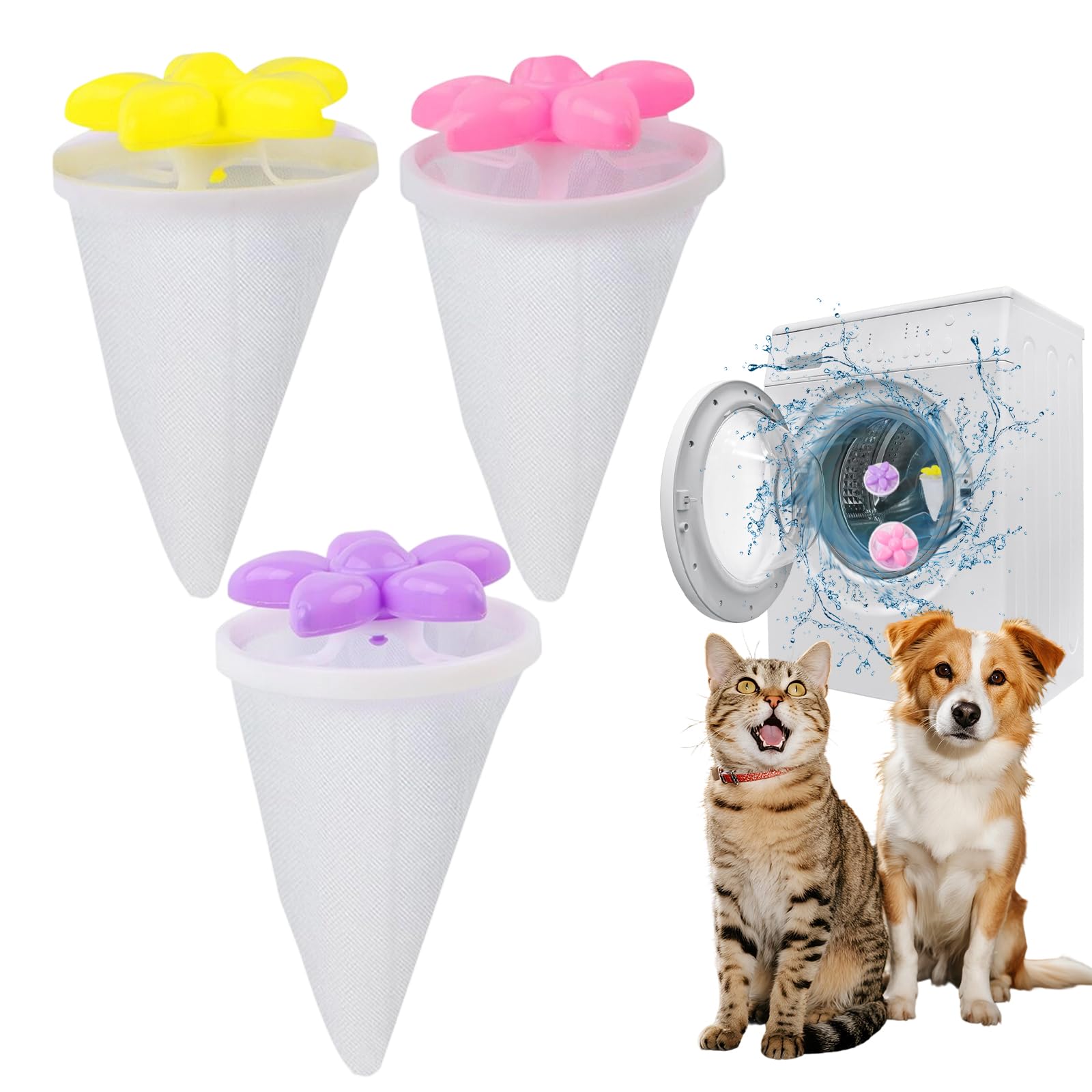 Photo 1 of 2026 Upgraded Washing Machine Pet Hair Catcher, Laundry Pet Hair Catcher, Pet Hair Catcher for Washing Machine.(Petal Color Mixing)