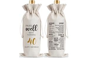 Henghere 40th Birthday Gift for Women Men, 40 Years Old Birthday Party Decor Gift, 1984 Birthday Wine Bag Gift