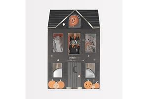 Meri Meri It's Halloween! Cupcake Kit (Pack of 24), 24 Halloween Cupcake Topper, 24 Shiny Silver Halloween Cupcake Liners, Ha