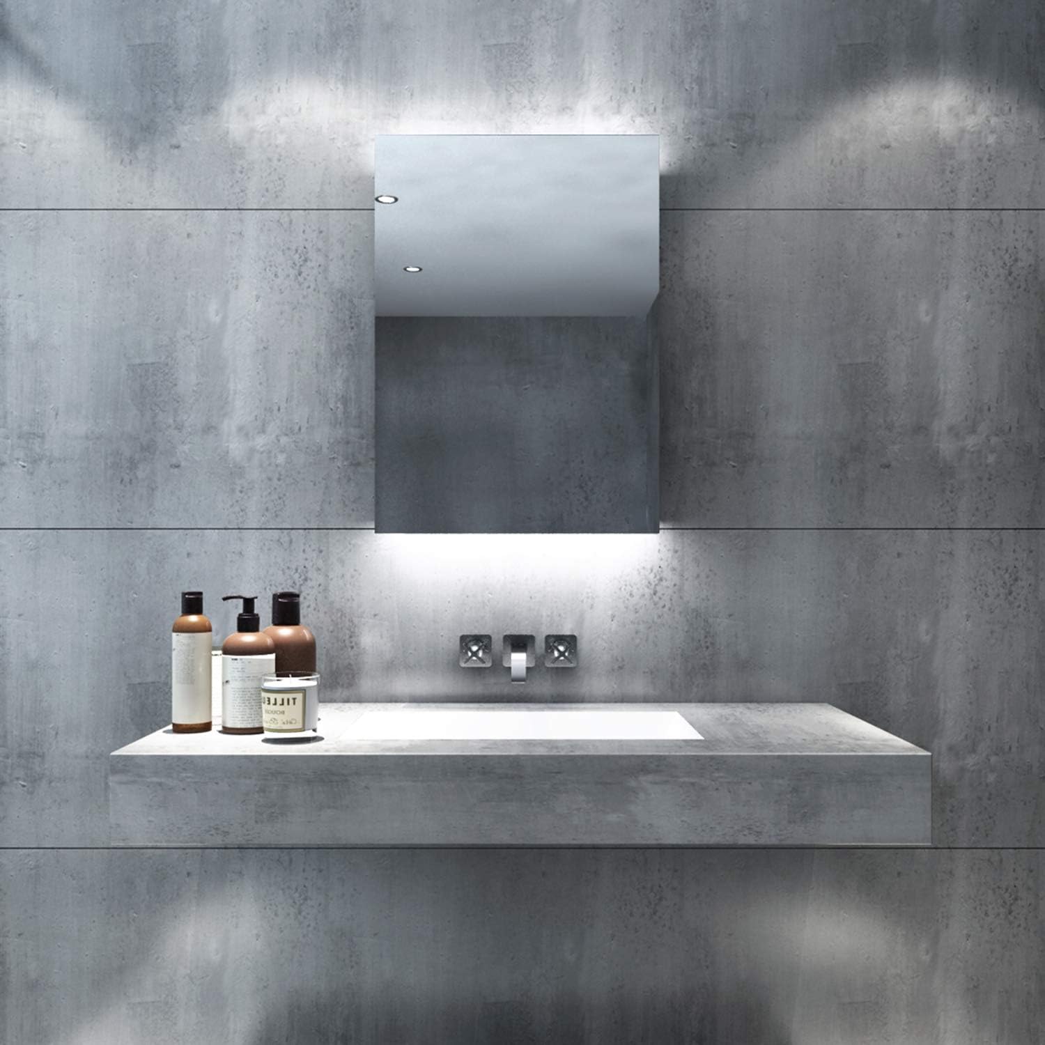 Elegant Illuminated Bathroom Mirror Cabinet With Lights And Shaver Socket Wall Mounted Led Bathroom Mirror With Shelf 500mm Amazon Co Uk Kitchen Home