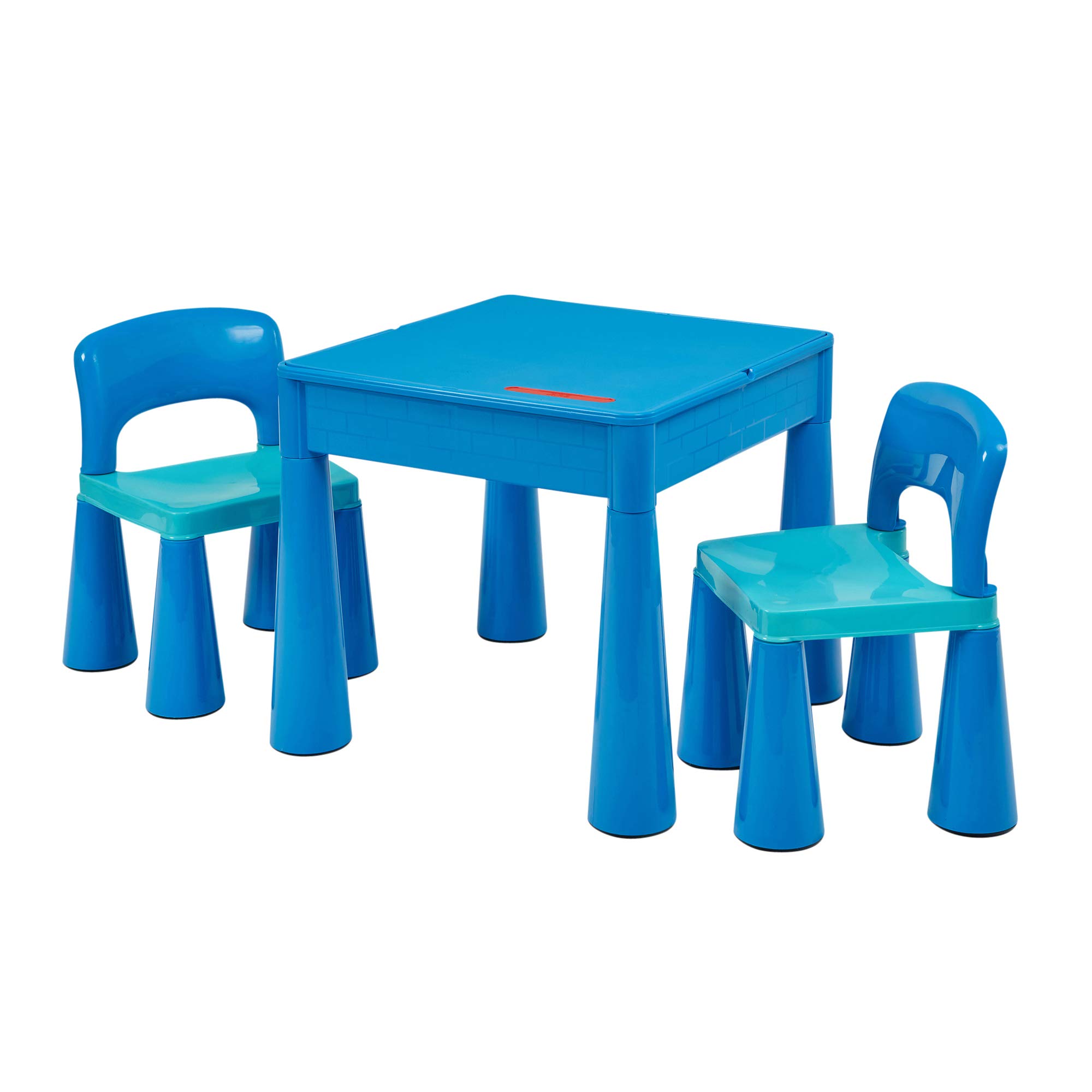 Liberty House Toys 5-in-1 Activity Table and 2 Chairs Set, Construction, Sand, Water and Storage Play Table, Blue
