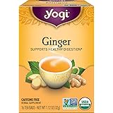 Yogi Tea - Ginger Tea (6 Pack) - Supports Healthy Digestion - Soothing and Spicy Blend - Caffeine Free - 96 Organic Herbal Te