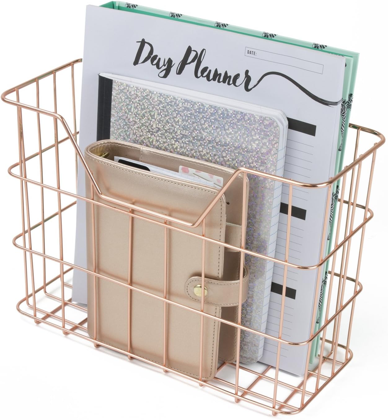 Sorbus Desk Organizer Set, Rose Gold 5-Piece Desk Accessories Set Includes Pencil Cup Holder, Letter Sorter, Letter Tray, Hanging File Organizer, and Sticky Note holder for Home or Office (Copper): Home Improvement