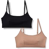 Amazon Essentials Women's Cotton Jersey Pull on Scoop Bralette, Pack of 2