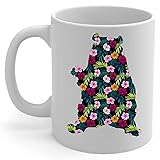 Colorful Asian Asiatic Black Bear Silhouette Floral