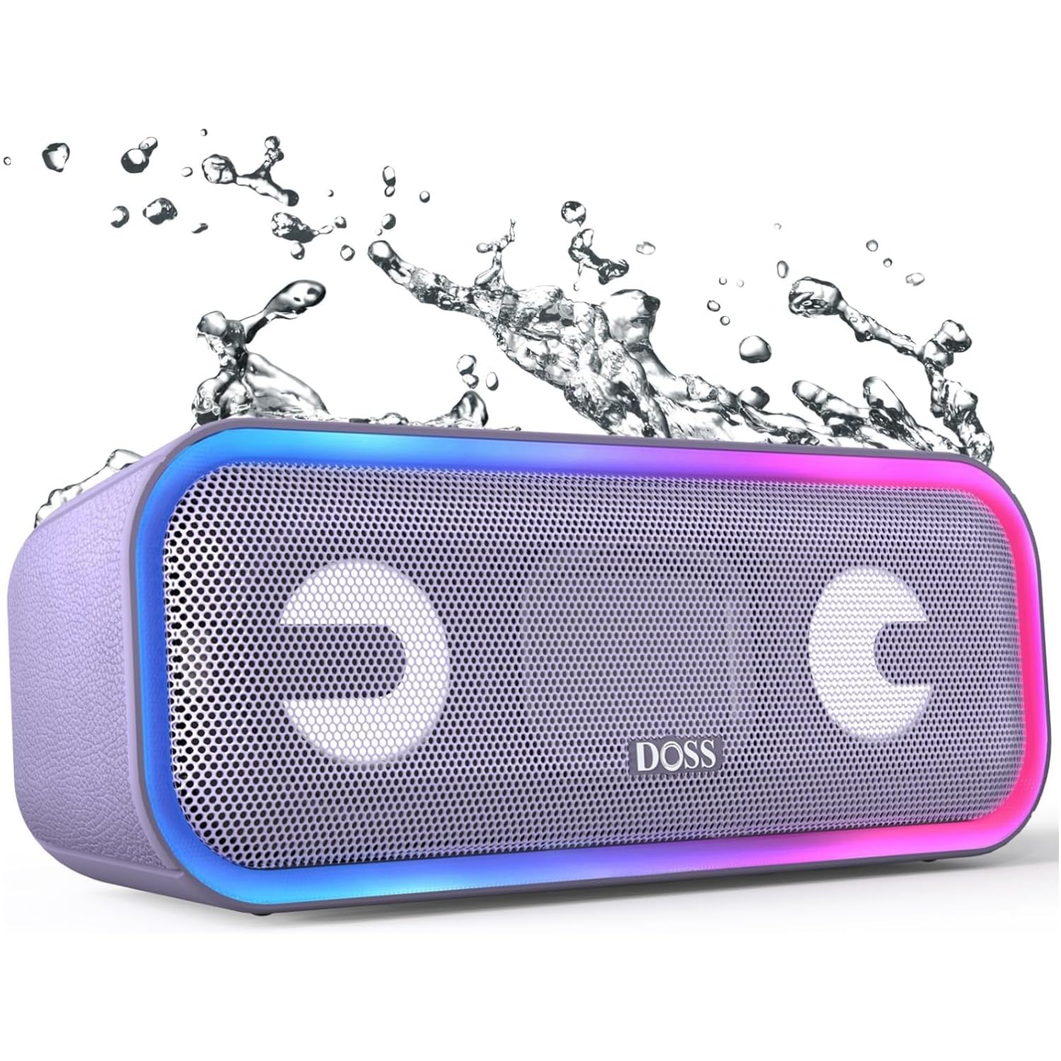 DOSS SoundBox Pro+ Bluetoothスピーカー 24W 重低音 ワイヤレス ポータブル 小型 ブルートゥース スピーカー【15時間再生/ワイヤレスステレオ対応/ライティング機能/IPX6 防水/マイク内蔵/Aux-in/TFカード対応/お風呂 アオトドア適用】(パープル)商品画像