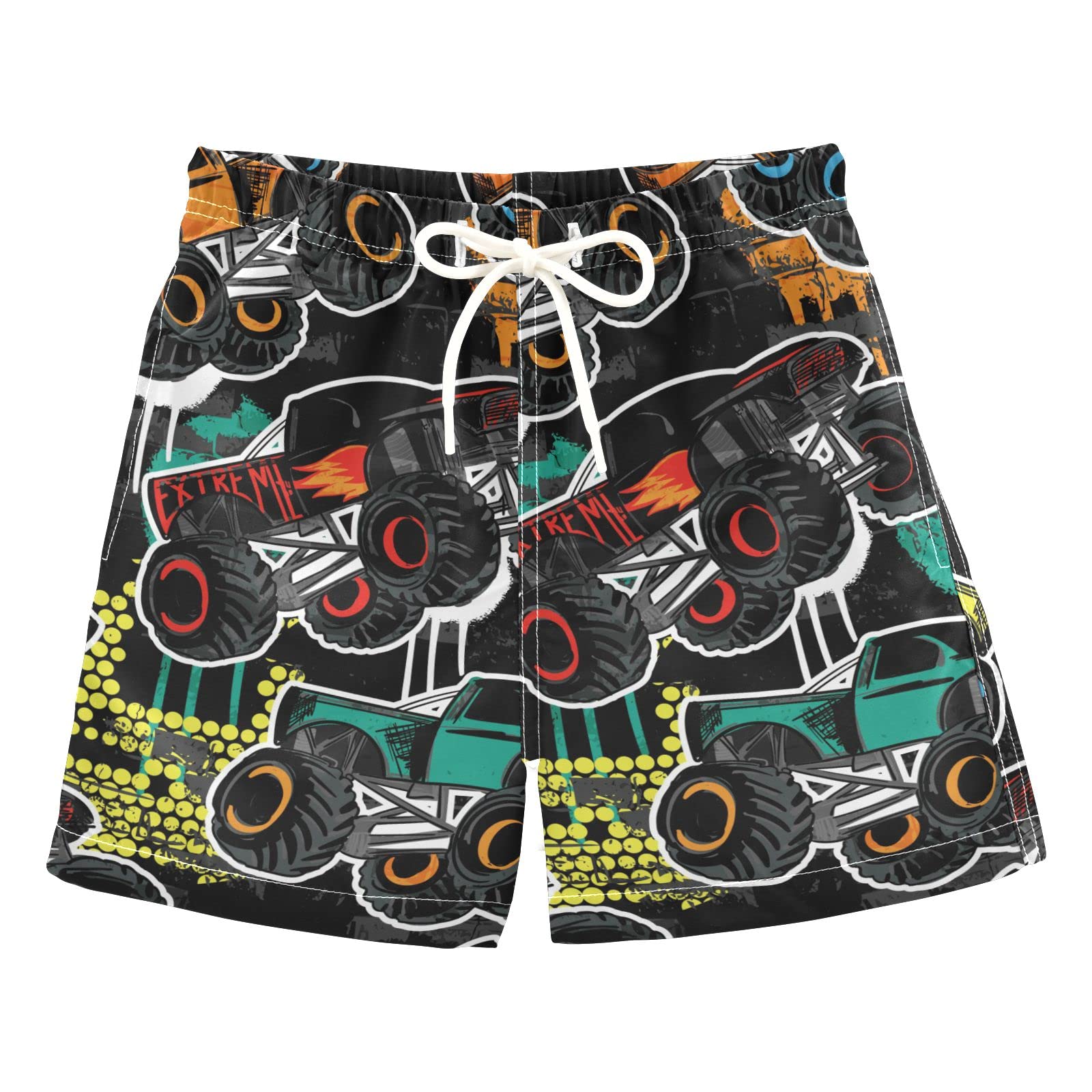 Photo 1 of Aflyko Boys' Board Shorts Auto Vehicle Grunge Monster Truck Swim Trunk Beach Swimwear 4T
