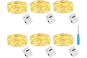 litogo Fairy Lights Battery Powered with 3 Modes, 7FT/2M 20LED Twinkle Lights Indoor, 6 Pack Waterproof Mini LED String Light
