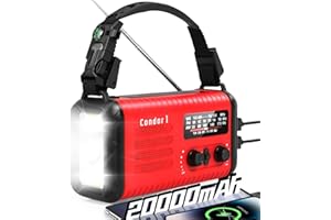 IRONSNOW Emergency Crank Radio, 20000mAh / 74000mWh Solar Hand Crank Weather Radio with NOAA/AM/FM, Battery Powered Radio with Cell Phone Charger, Reading Lamp, Flashlight & SOS for Emergencies/Home