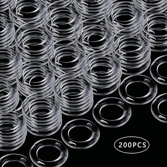 UOWAN 200 PCS Clear Roman Blind Rings,13 mm Window Curtain Rings