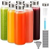Zukro 24 oz Glass Juice Bottles with Lids for Juicing, Reusable Clear Glass Water Bottles with Stainless Steel Airtight Cap f