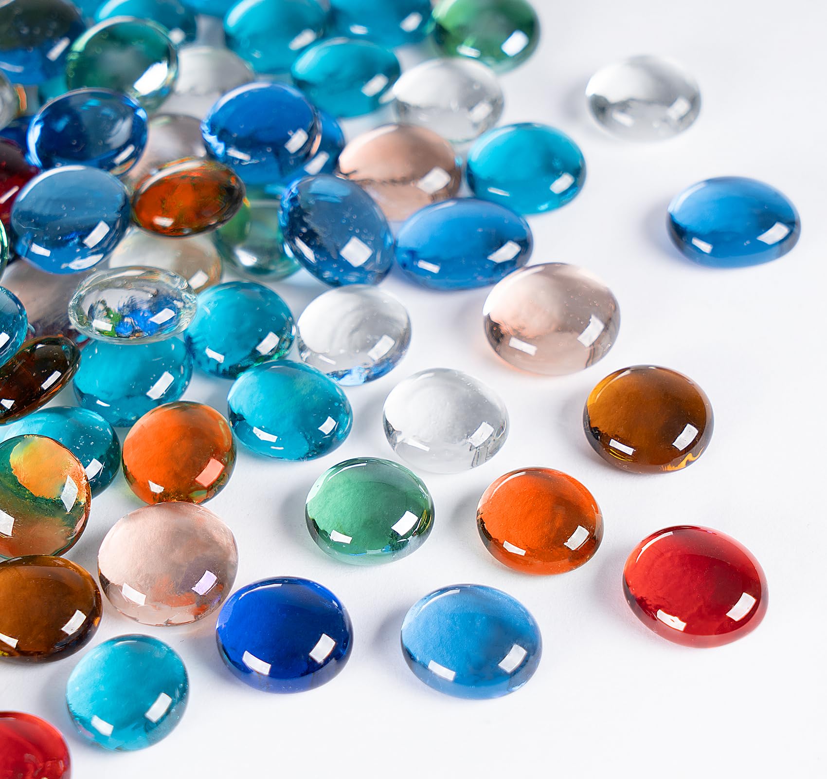 ABSOFINE Iridescent Glass Pebbles for Vases, Decorative Stones About 200PCS 900g, Sea Glass for Crafting, Blue Glass Pebbles for Vases Aquarium Marbles Nuggets Vase Filler Table Scatter Gems