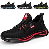 GLANOUDUN Steel Toe Shoes for Men Lightweight Work Shoes for Men Black Steel Toe Sneakers Comfortable Safety Tennis Sneakers Indestructible Men's Safety Footwear Industrial Construction
