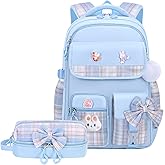 NSEQB Girls Backpack,Kids School Backpack With Lunch Box Pencil Case Set,Cute Childrens Schoolbag For Girls