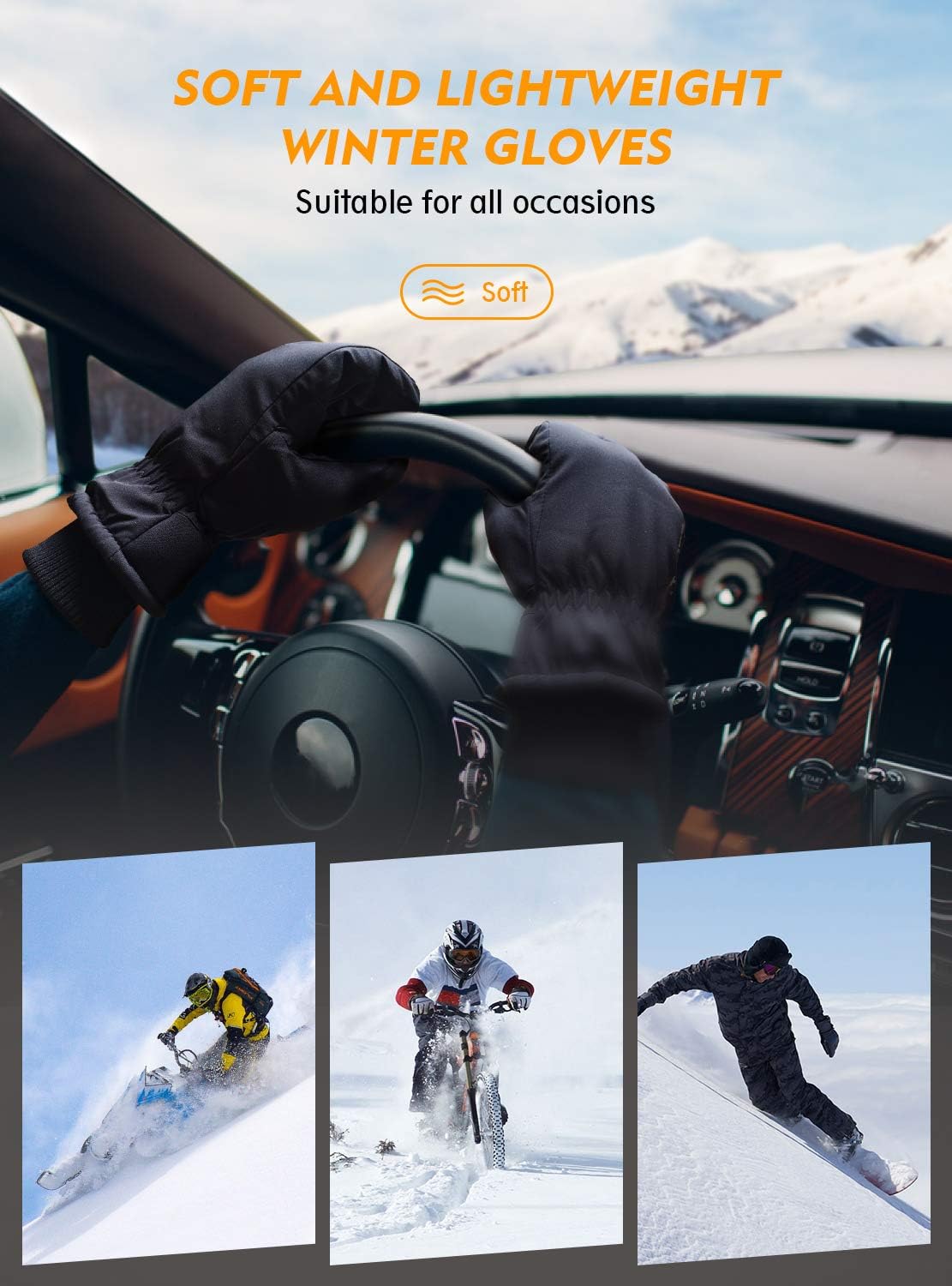 TRENDOUX Winter Gloves Men Women - 3M Thinsulate -30℉ Waterproof Ski Glove : Clothing