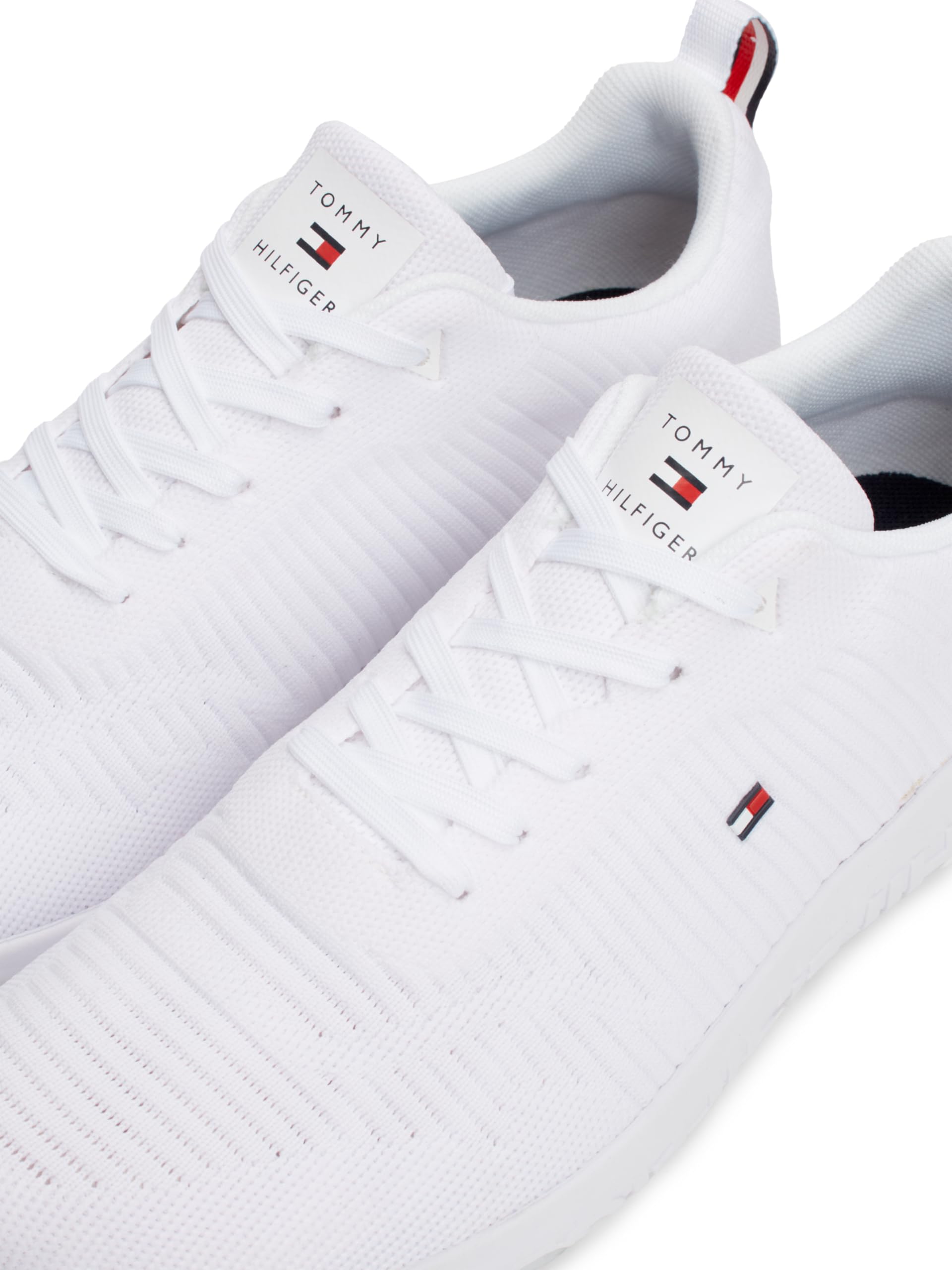 Tommy Hilfiger Herren Runner Sneaker Corporate Knit Rib Runner Sportschuhe, Weiß (White), 42 5