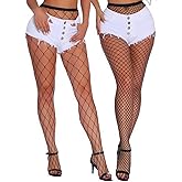 MengPa Women's Fishnets Tights High Waist Stockings Party Thigh High Pantyhose