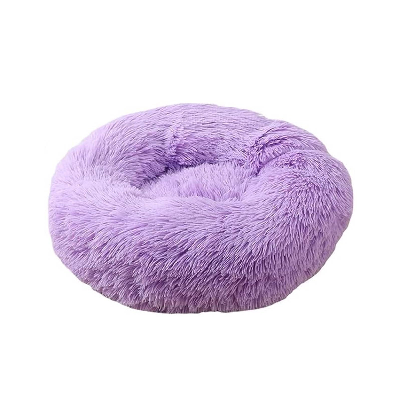 jiuzcare Pet Bed 50 cm Round Dog Bed Cat Donut Beds Soft and Fluffy Pet Cushion Washable Dogbed, Purple