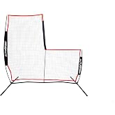 Baseball Softball L Screen Pitching Net, 7 x 7 ft Pitcher Protection | Steel Frame, Knotless Polyester Net, Pin-Lock Assembly, 4 Ground Stakes, Carry Bag, Indoor &amp; Outdoor