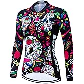 Serijoars Women's Long Sleeve Cycling Jersey MTB Shirts Quick Dry Bike Tops with Reflective Strip