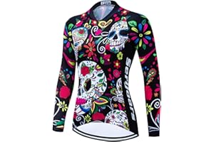 Serijoars Women's Long Sleeve Cycling Jersey MTB Shirts Quick Dry Bike Tops with Reflective Strip