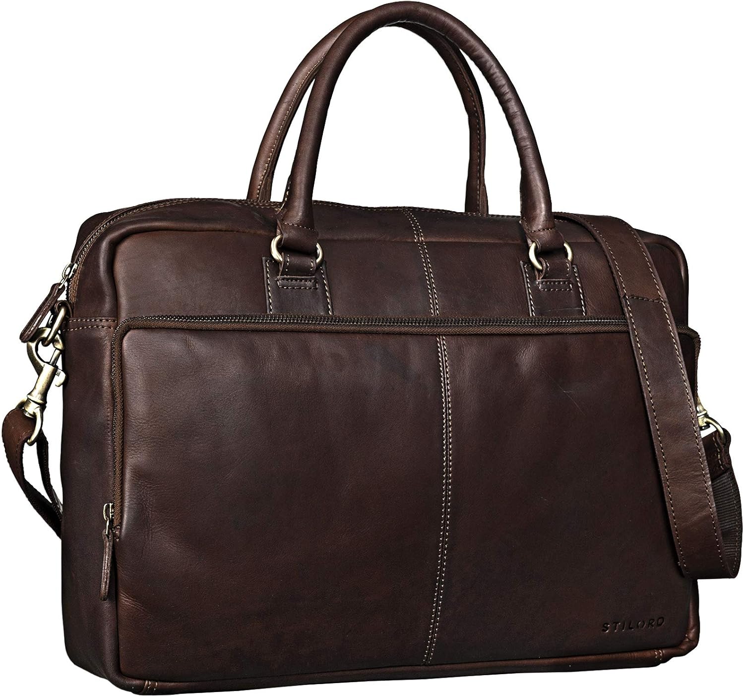 STILORD 'Aaron' Business Bag Leather Unisex 15.6 inches Laptop Shoulder Bag or Handbag Briefcase Satchel Vintage Leather