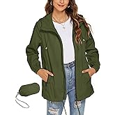 Avoogue Womens Waterproof Raincoat Lightweight Breathable Rain Jacket Hooded Rain Coat Outdoor Active Windbreaker with Pocket