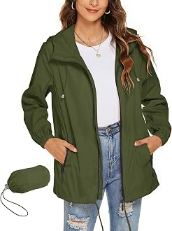 Women's Waterproof Raincoat Lightweight 