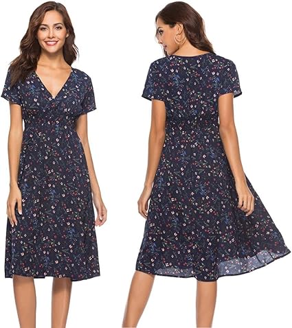 ladies navy floral dress