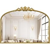 WallBeyond Gold Vintage Mirror for Vanity 32x24 Inch, Gold Antique Mirror with Ornate Frame, Arched Vintage Wall for Bathroom, Living Room, Fireplace, Entryway