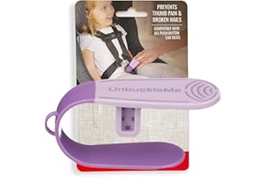 UnbuckleMe Car Seat Buckle Release Tool - Easy Opener Aid for Arthritis, Long Nails, Older Kids - Button pusher for infant, toddler, convertible 5 pt harness car seats - As Seen on Shark Tank (Purple)