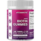 Vitamatic Biotin Gummies 10,000 mcg for Stronger Hair, Skin & Nails - 240 Vegan Gummies - Also Called Vitamin B7