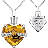YOUFENG Urn Necklaces for Ashes Always in My Heart Heart Cremation Jewelry Memorial Pendant Birthstone Necklace