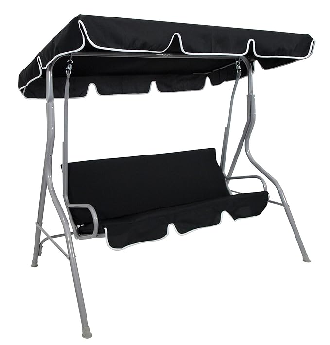 DEGAMO Hollywoodschaukel Florida 3-sitzer, silbergrau/schwarz, extra stabile Ausführung
